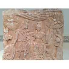 Stone carving of Rhea-Cybele and Attis